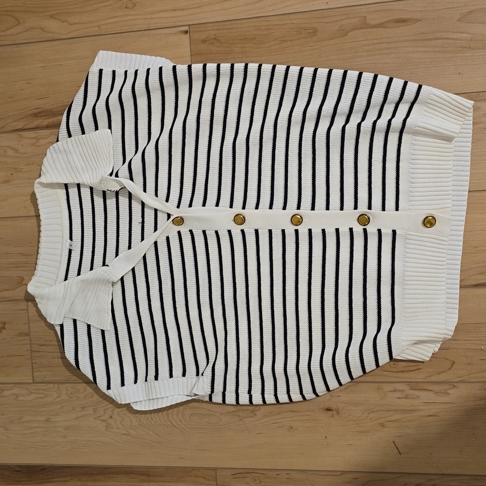 Stripe Sweater Vest Cardigan